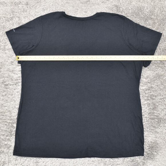 Columbia Women's Size 3X Basic Short Sleeve Black Solid Cotton V-Neck T Shirt - Picture 4 of 8